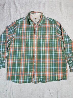 Faherty Green & Orange Plaid Button-Down Shirt Size 2XL
